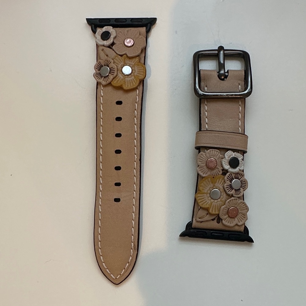 Coach Apple Watch Band Leather Flowers